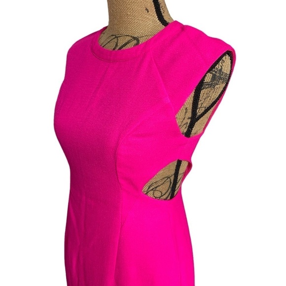 Zio New York Neon Hot Pink Cut Out Bodycon Structured Mini Dress Women’s Small - Picture 5 of 14